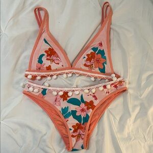 Tropical Floral Bikini Set in Pink and Orange